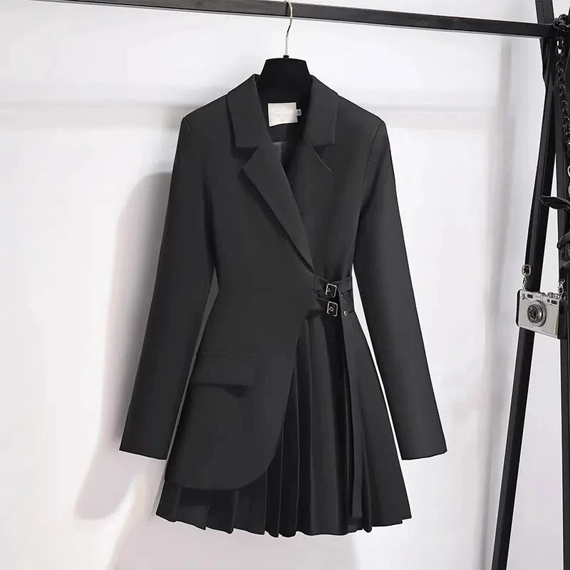 2025 neue Koreanische Nersion Mode Design Mittlere Länge Frauen Blazer Elegante Damen Anzug Jacke Frühling Herbst Dünne Klage Kleid Femal