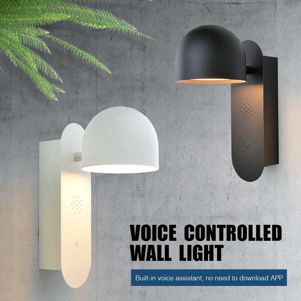 YooE LED Wall Lamp 9W Offline Voice Controlled Wall Light Segmented Dimmable Sconce Rotatable for Home Living Room Bedside Lamps