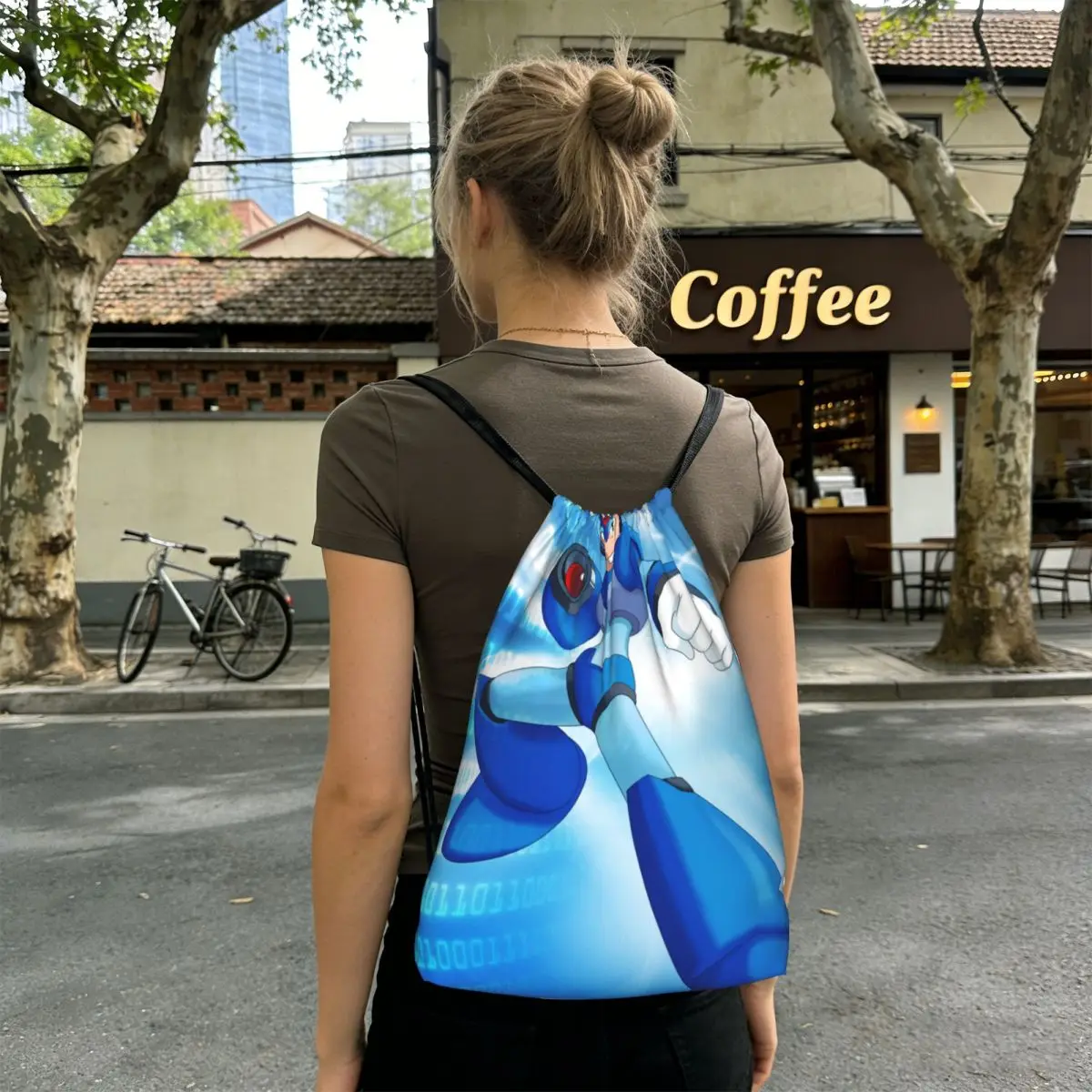 

Megaman Video Game Mega Man Backpacks Portable Drawstring Bundle Pocket Storage Bag Book Bags for Man Woman Students