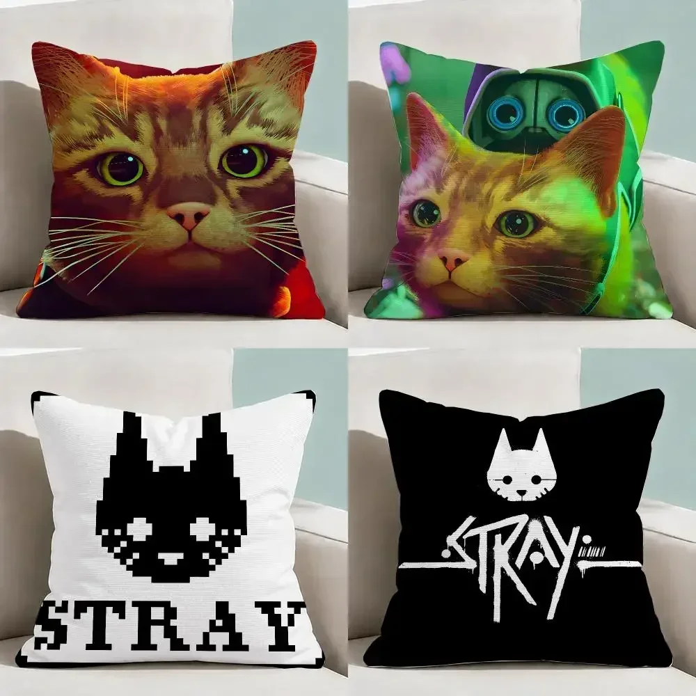 Game Stray Cat B-12 Cyberpunk Indie Cushion Cover Throw Pillow Soft Short Plush Cozy Durable For Sofa Bedroom HomeDecor