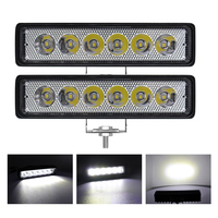 1/2PCS 6 LED 18W Work Light DRL Car Offroad High Brightness Spotlight Headlight Work Light Night Driving Fog Lamp 12V