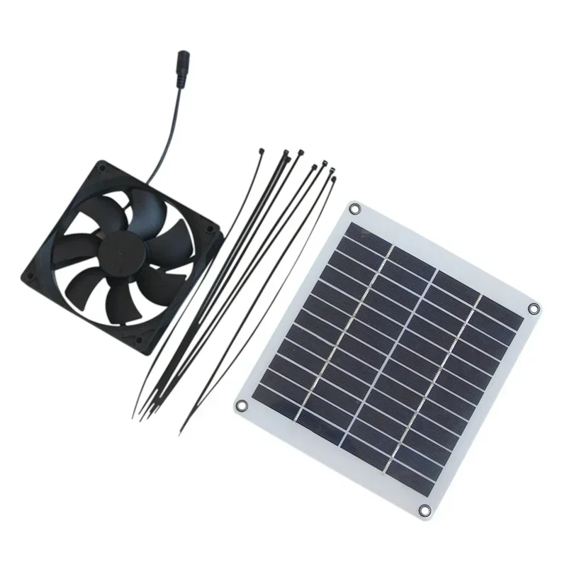 15W 12V Solar Panel Fan Outdoor Solar Exhaust Fan Air Extractor Pet Dog House Air Flow Solar Fan for Home Office Greenhouse