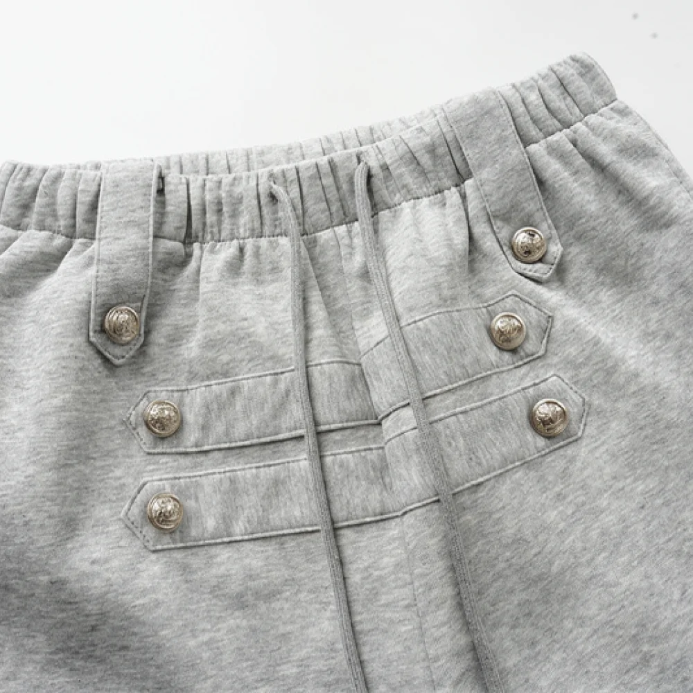 Gray Mens Casual Sweatpants Wide Leg Loose Fit Adjustable Cinch Hem Straight Track Trousers Stylish Embroidery Urban Streetwear
