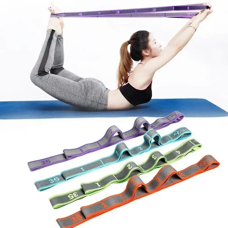 Yoga Pull Strap Belt Polyester Latex Elastic Latin Dance Stretching Band Loop Yoga Pilates Fitness Exercise Resistance Bands