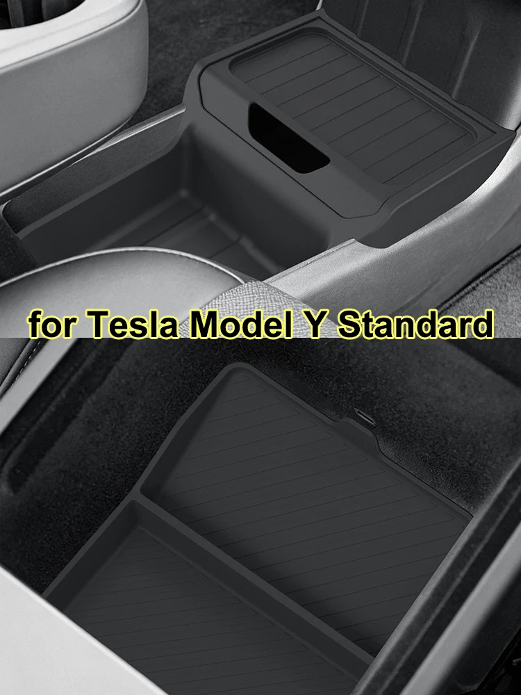 Für Tesla Model Y Standard RWD 2025 2026 Mittelkonsolen-Aufbewahrungsbox Armlehnenbox Ablage Schutzmatte Zubehör