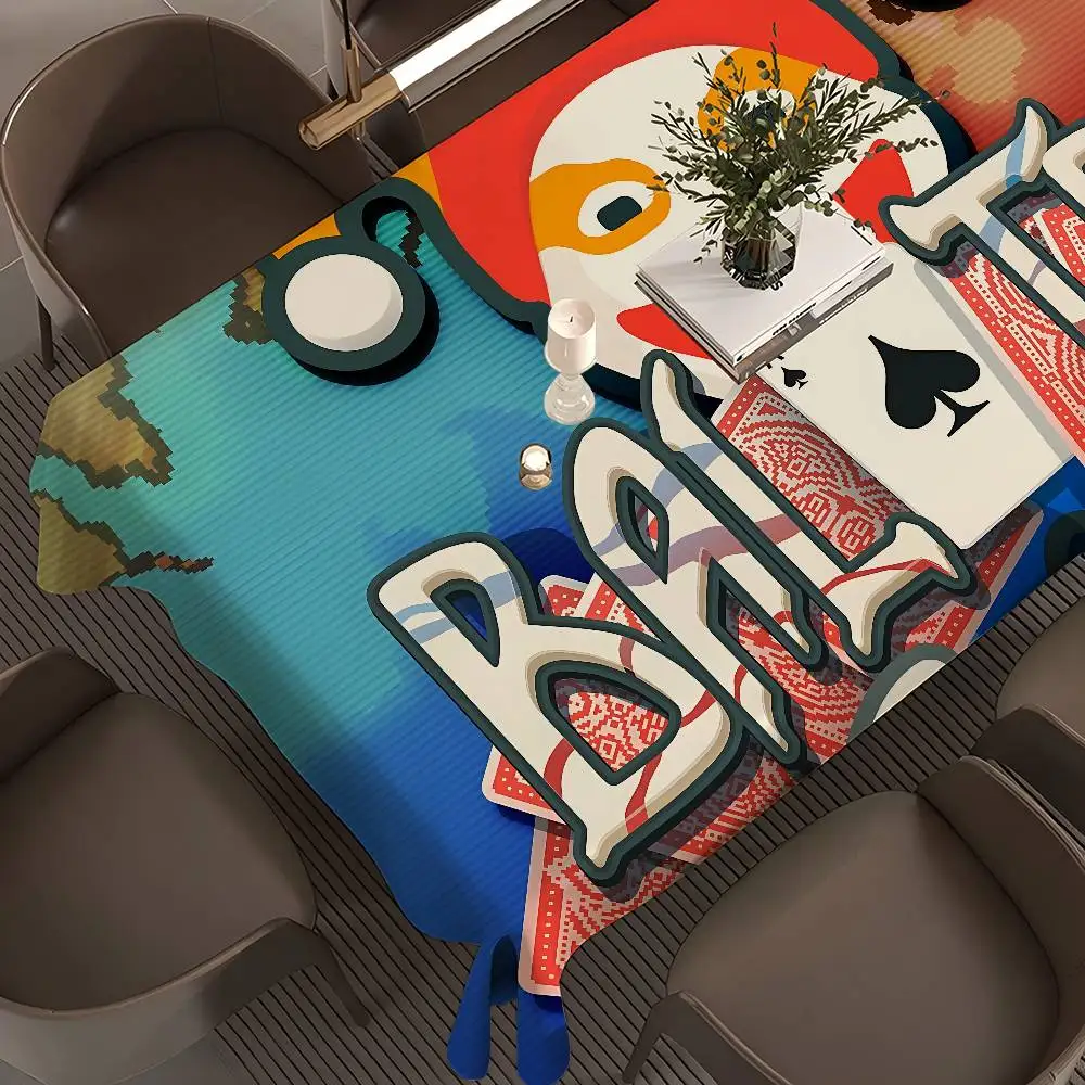 لعبة B-Balatro مفرش طاولة مستطيل ديكور للطاولات قابل لإعادة الاستخدام مقاوم للماء المطبخ طاولة طعام القماش عطلة الطرف الديكور #5