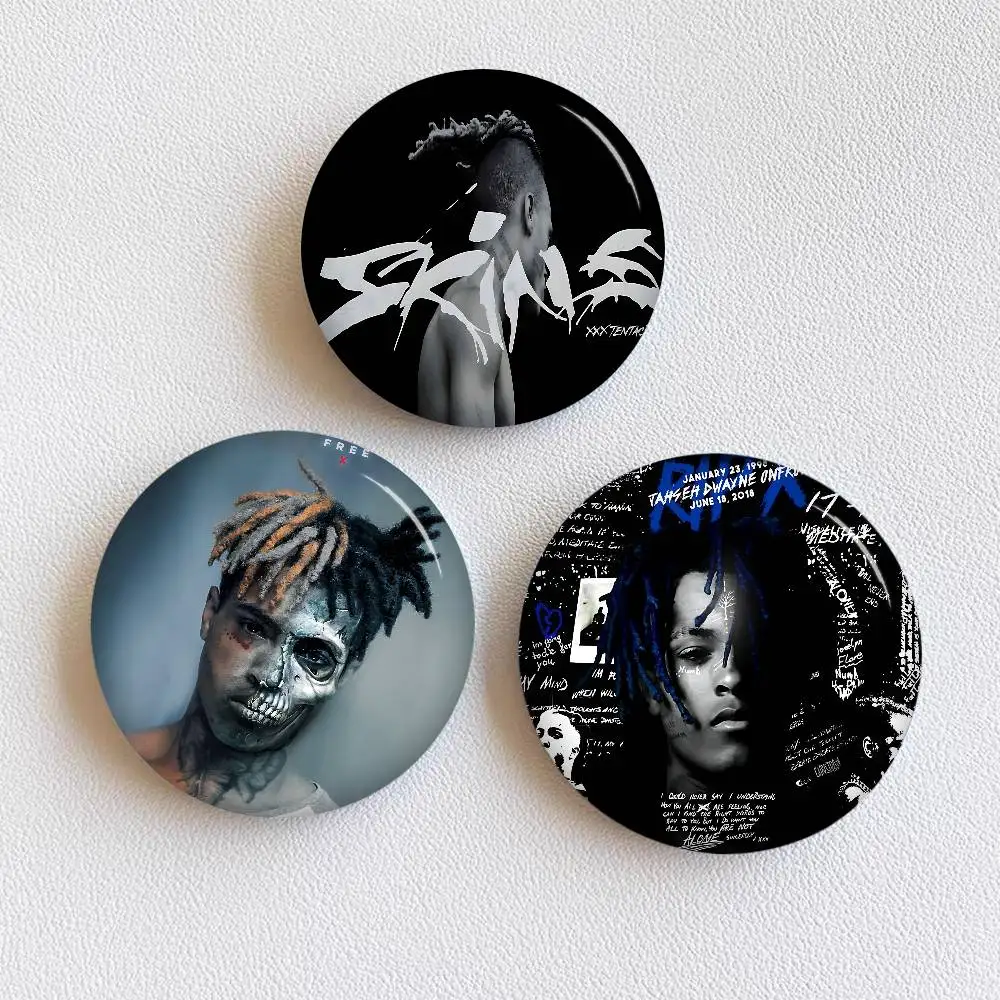 Rapper Music Albums XXX-Tentacion Creative Pins Round Snap-in Brooch Badge Backpack Hat Accessories Jewelry Gifts for Friend
