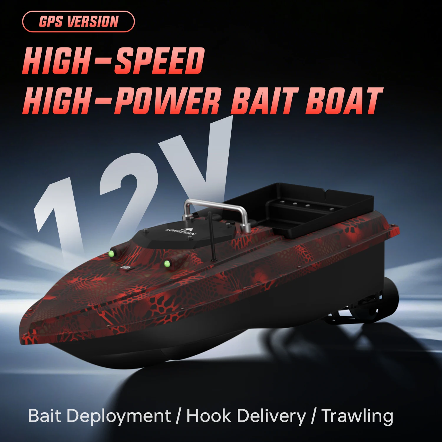 LOKEEVAN 2026 NOUVEAU Bateau de pêche D80E 46800mAh 12V Système de positionnement double GPS+Beidou Sonar Capteur de profondeur et de température de l'eau