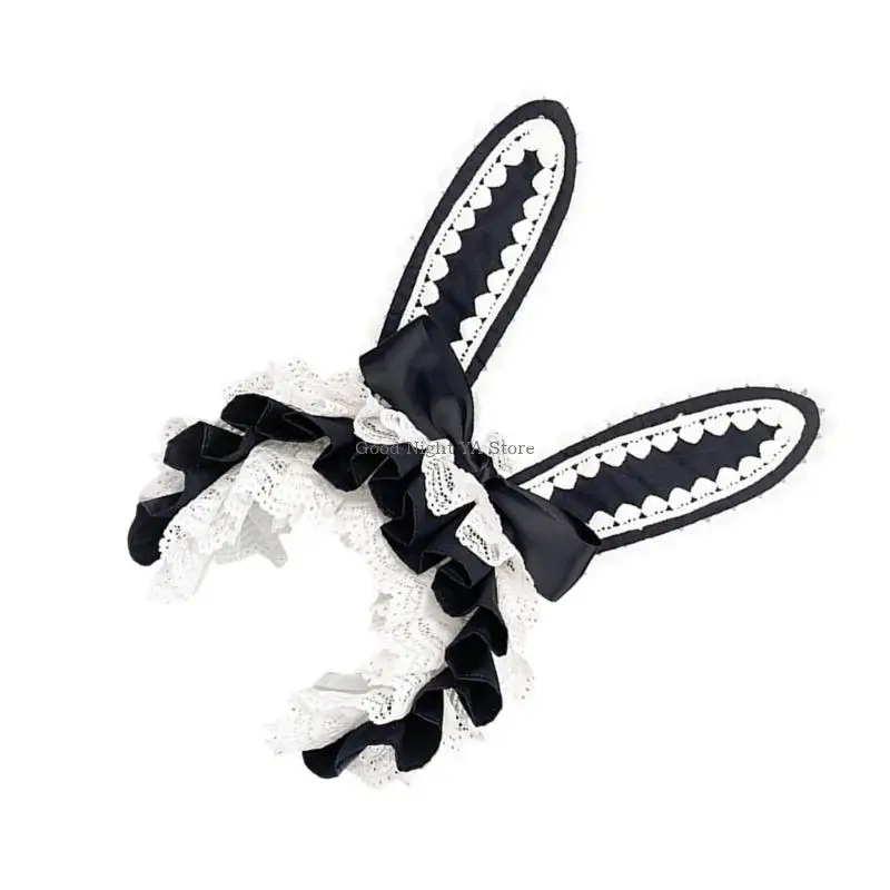 

Anime Rabbit Ears Hair Band Lace Bowknot Hair Clip For Women Cosplay Theme Event