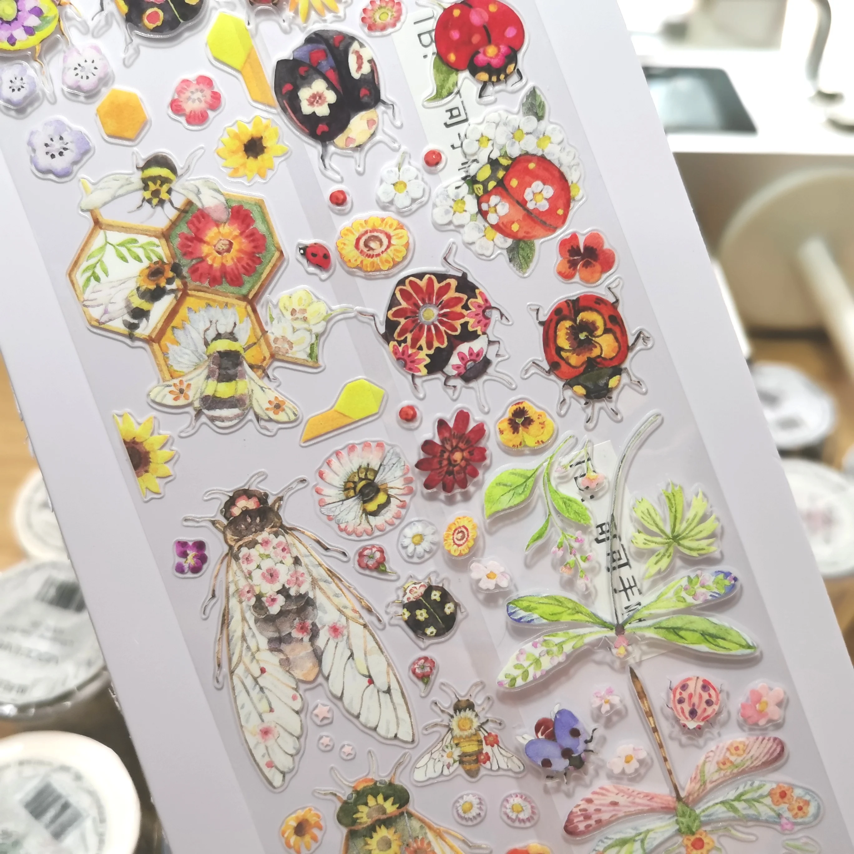 V1 Colorful World Insects Vintage Plant Journal Washi PET Tape