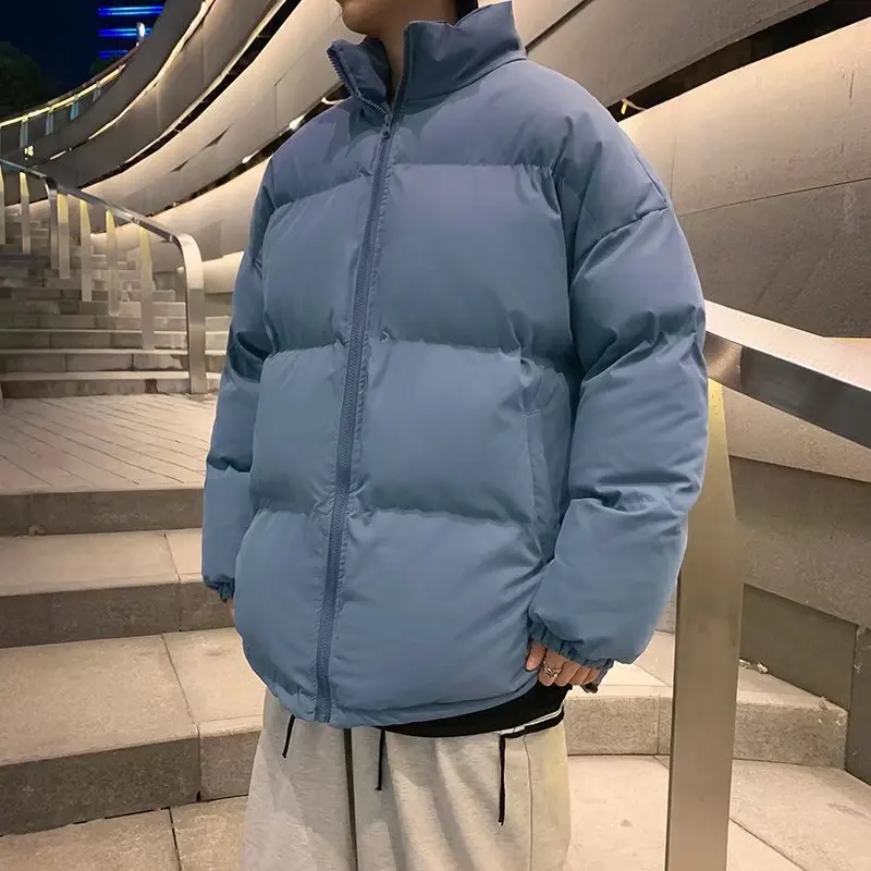 Stand High Street Parkas Men Fashion Teens Autumn Winter Baggy Casual Simple Unisex Couples Ulzzang Korean Thermal Casacas Chic