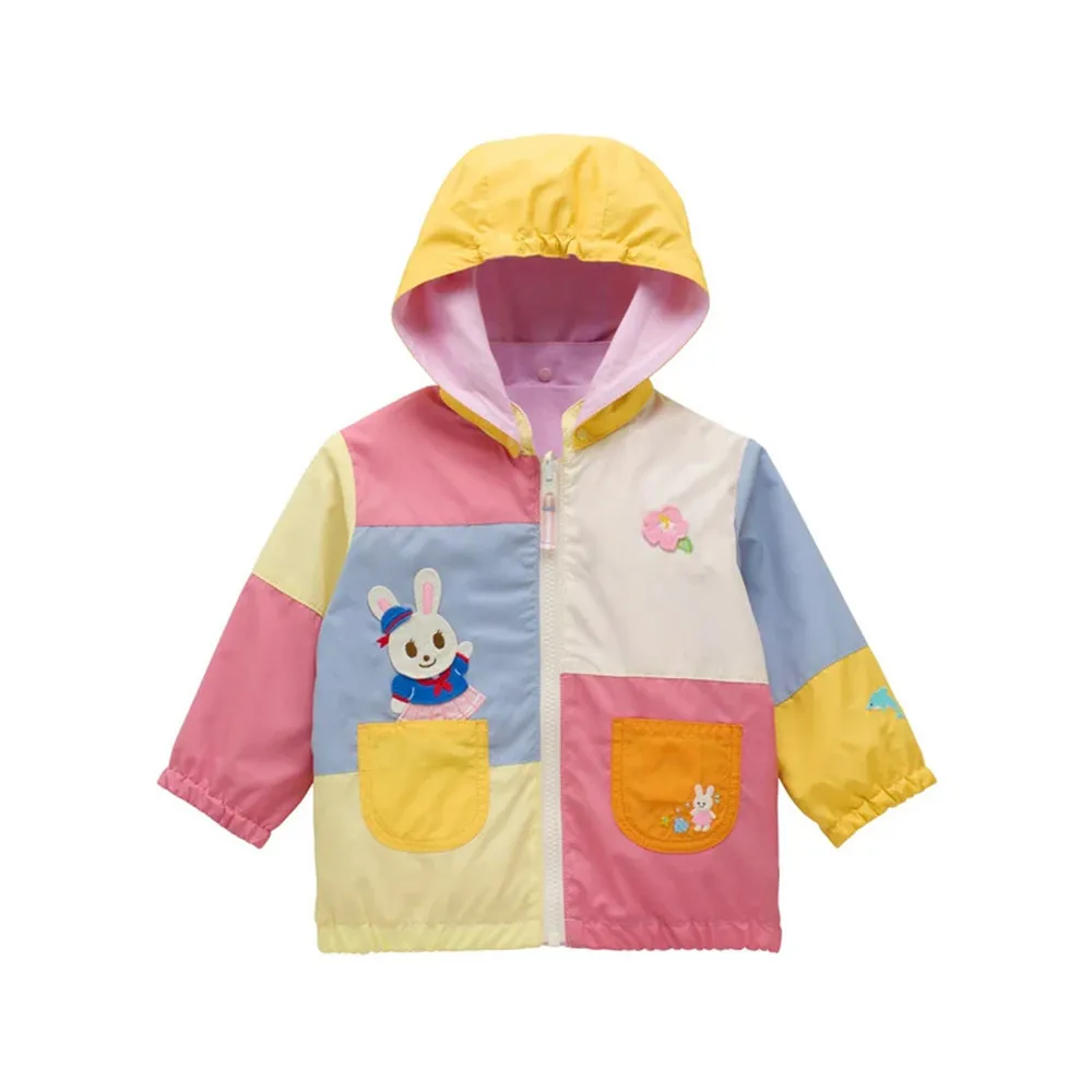 

spring jacket baby girls clothes kids coat reversible Cute cartoon pattern color-blocked coat kids' outerwear