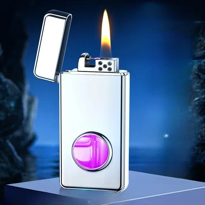 Intelligent Voice Control Four Arc Ignition Methods Kerosene Lighter Visual Color Light Transparent Window USB Electric Lighters