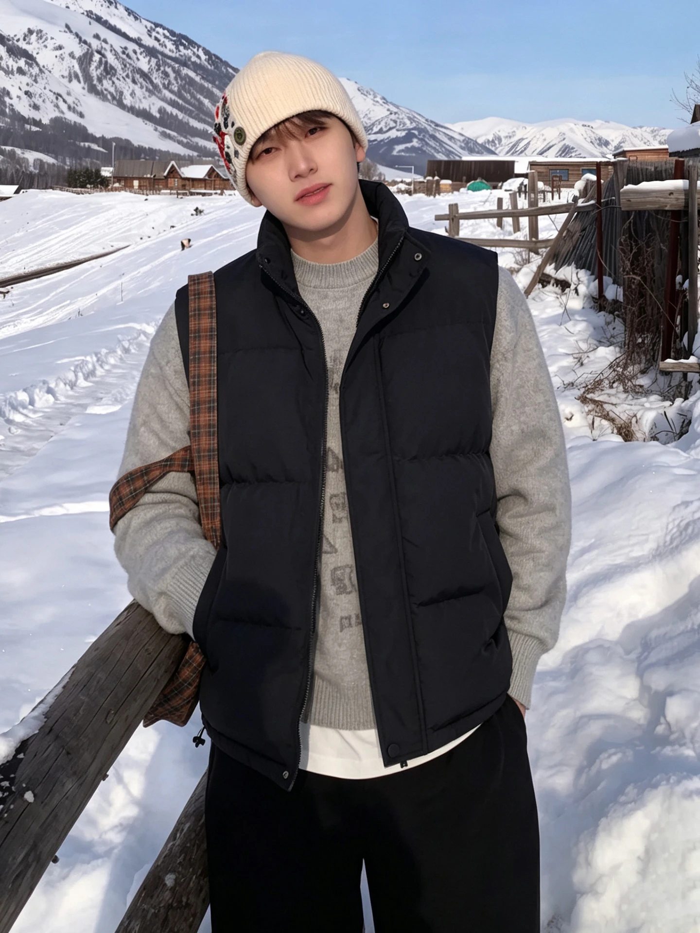 Men's Thickened Cotton Vest Stand Collar Outdoor Winter Jacket Inner Wear Fashion Casual Style Warmth Zipper Closure Backless