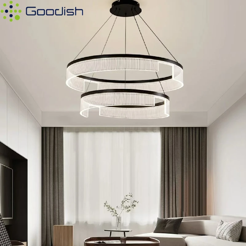 Lámpara colgante moderna de lujo, candelabro acrílico Circular, lámparas colgantes, Lustre, decoración del hogar, candelabro para sala de estar y comedor