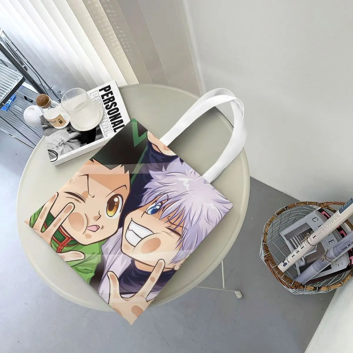 

Anime HXH Hunter X Hunter Shopping Bags Canvas The Tote Bag Folding for Girls Shoulder Tote Travel Handbag