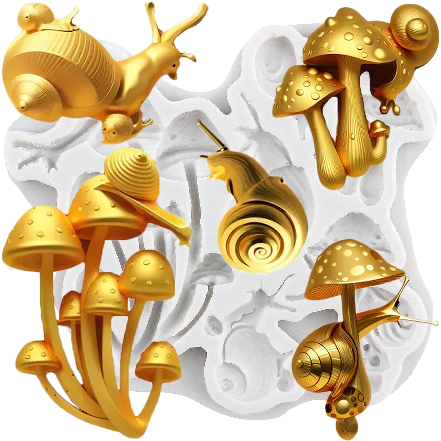 Mushroom Silicone Molds Snail Fondant Cake Decorating Tools Cupcake Topper Chocolate Candy Sugar Craft Gum Paste Polymer Clay