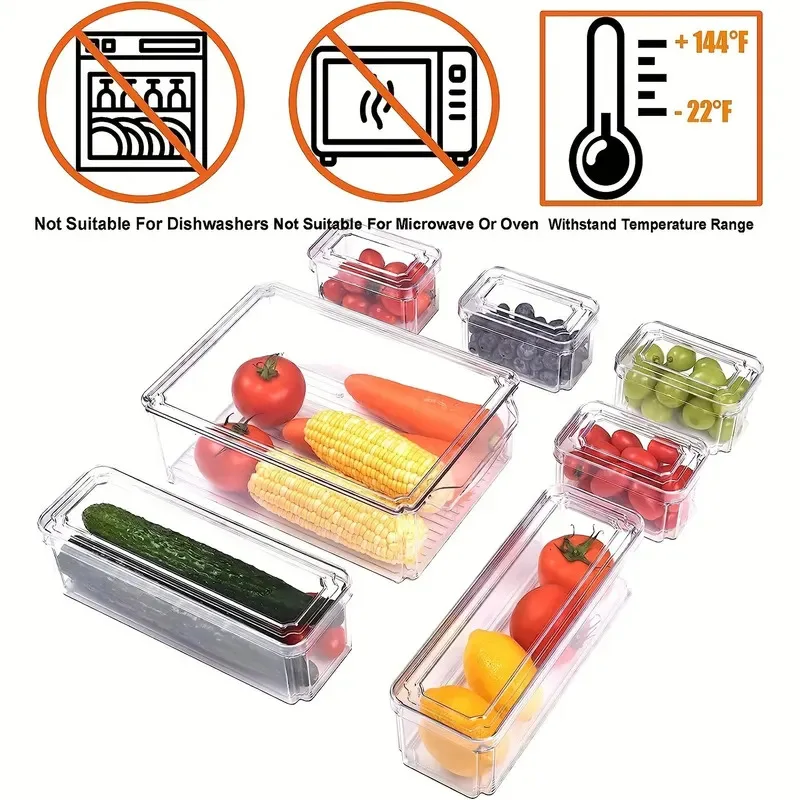 

7pcs Kitchen refrigerator storage box drawer type fresh-keeping box eggs and meat food frozen finishing storage box