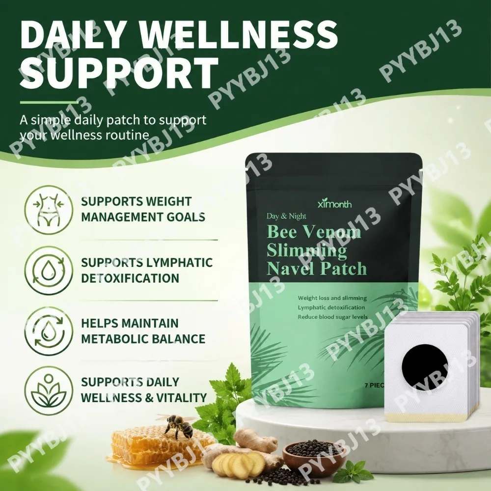 Ximonth Bee Venom Slimming Navel Patch - Supports Weight Management & Daily Wellness Day & Night Body Care 7 Pcs for Adults
