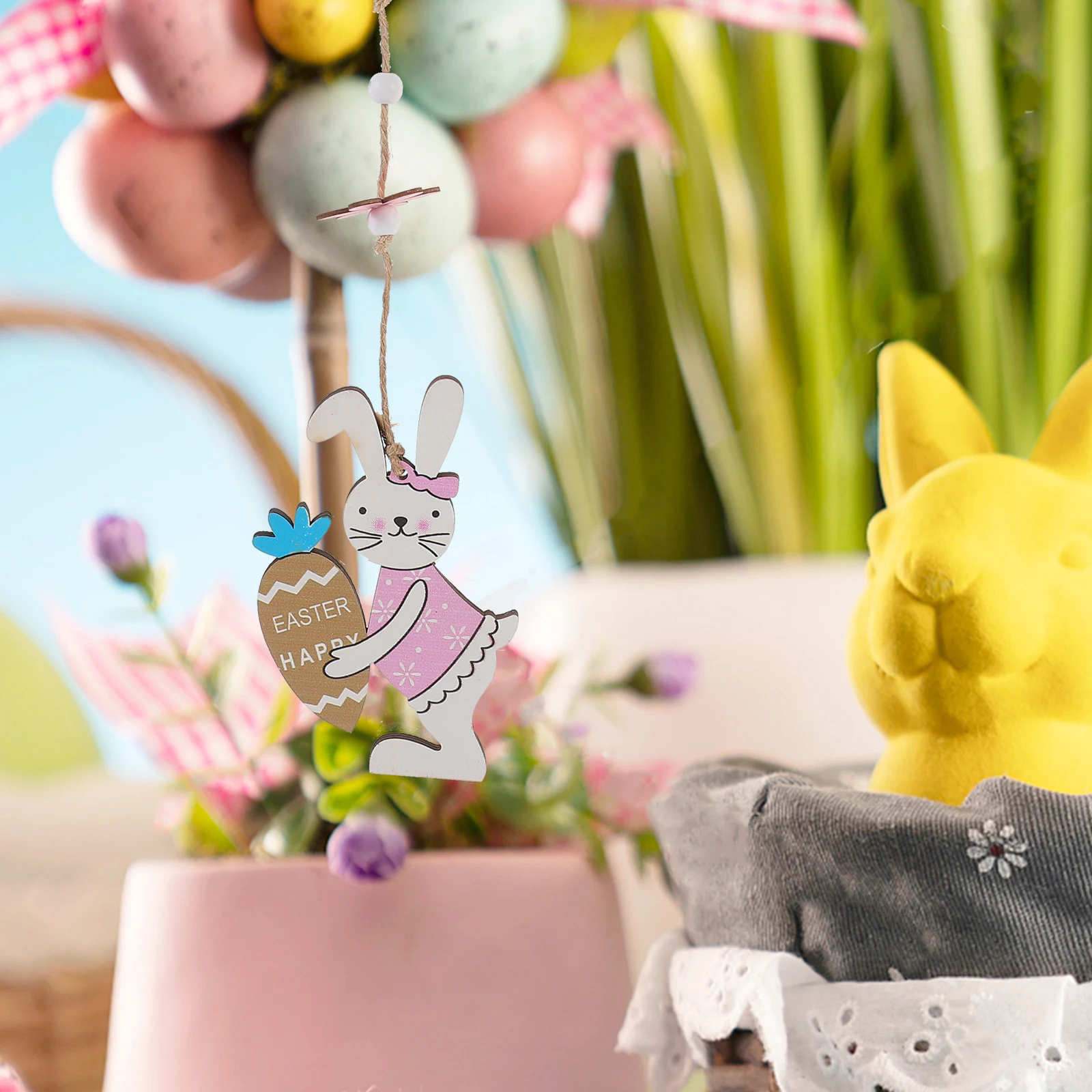 

Easter Decoration Bunny Rabbit Wooden Hanging naments Craft Pendant Holiday Yard Garden Party Tree Festive Easter Decorations