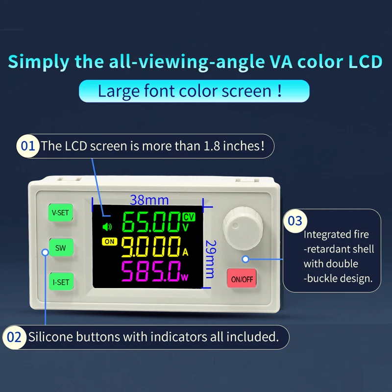 XY6509X 65V 9A 585W CNC DC Adjustable Buck-Boost Module Laboratory Power Supply Constant Voltage Current Solar Charging Module image 3