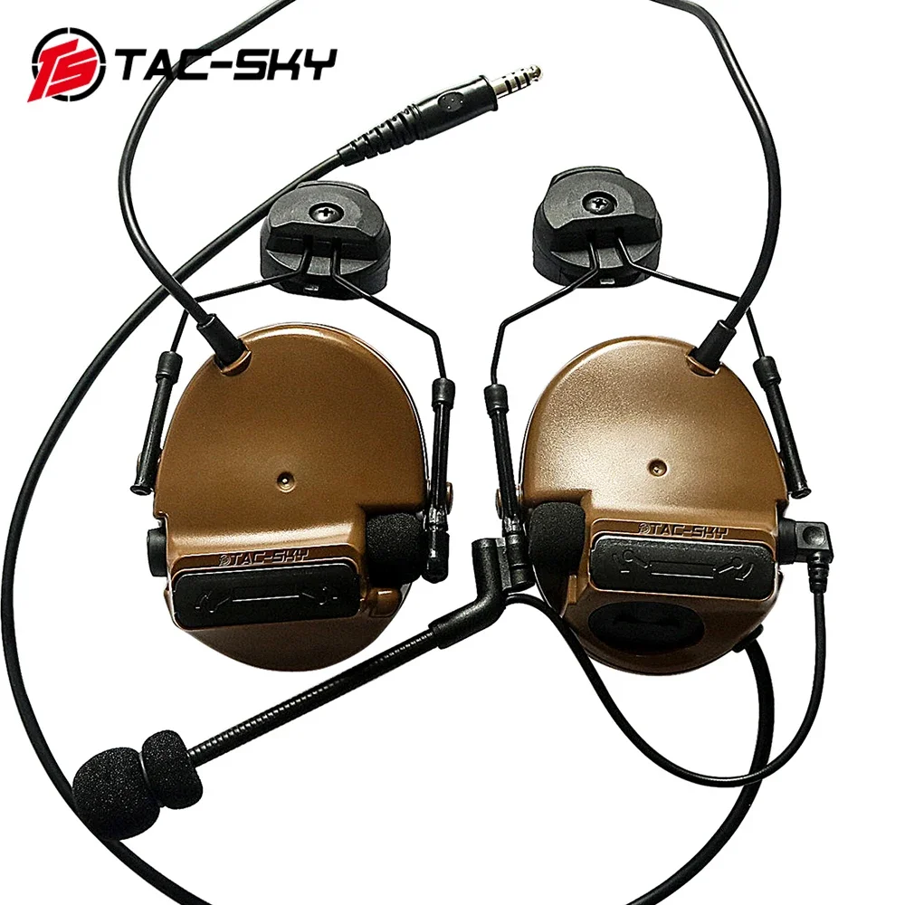 TAC-SKY COMTAC III Helmet Bracket Silicone Headphones and Intercom PTT U94 PTT with Tactical Headset  Replacement Headband CB