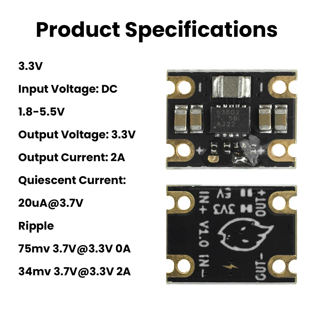 DC-DC TPS63802 MINI Lithium Battery Boost Buck Module 1.8-5.5V to 3.3/5V 2A/1A Step UP Step Down Power Supply Converter Module