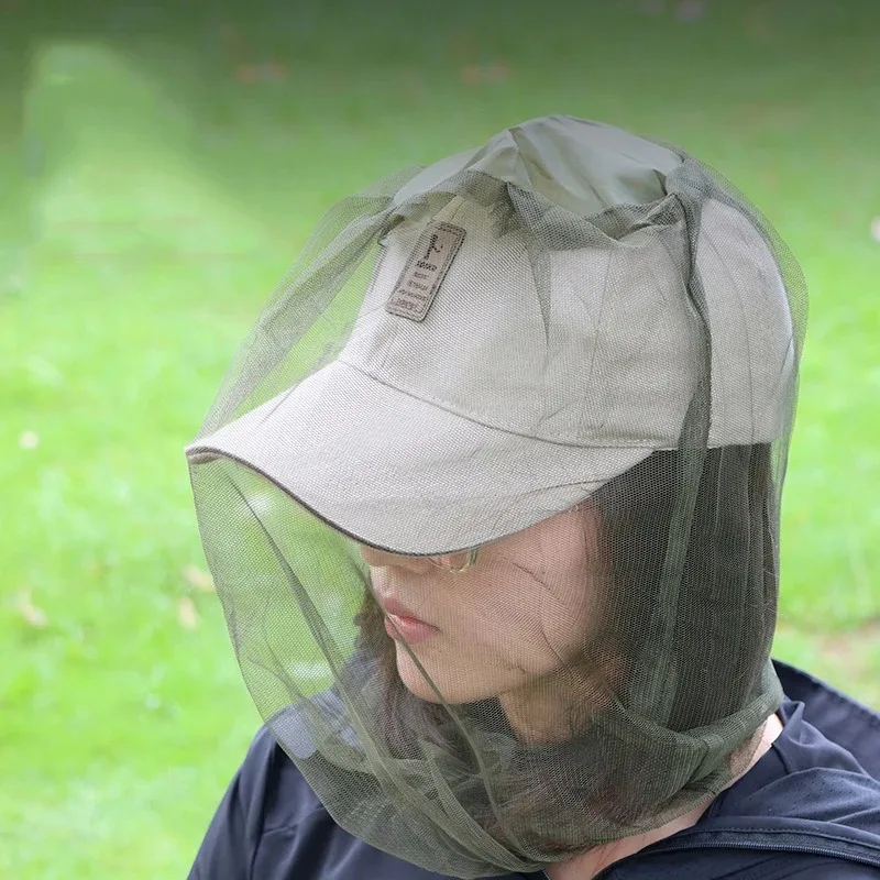 1PC Outdoor Fishing Mosquito Net Hat, Breathable Mesh Sun Protection Head Cover for Camping Hiking Men Women