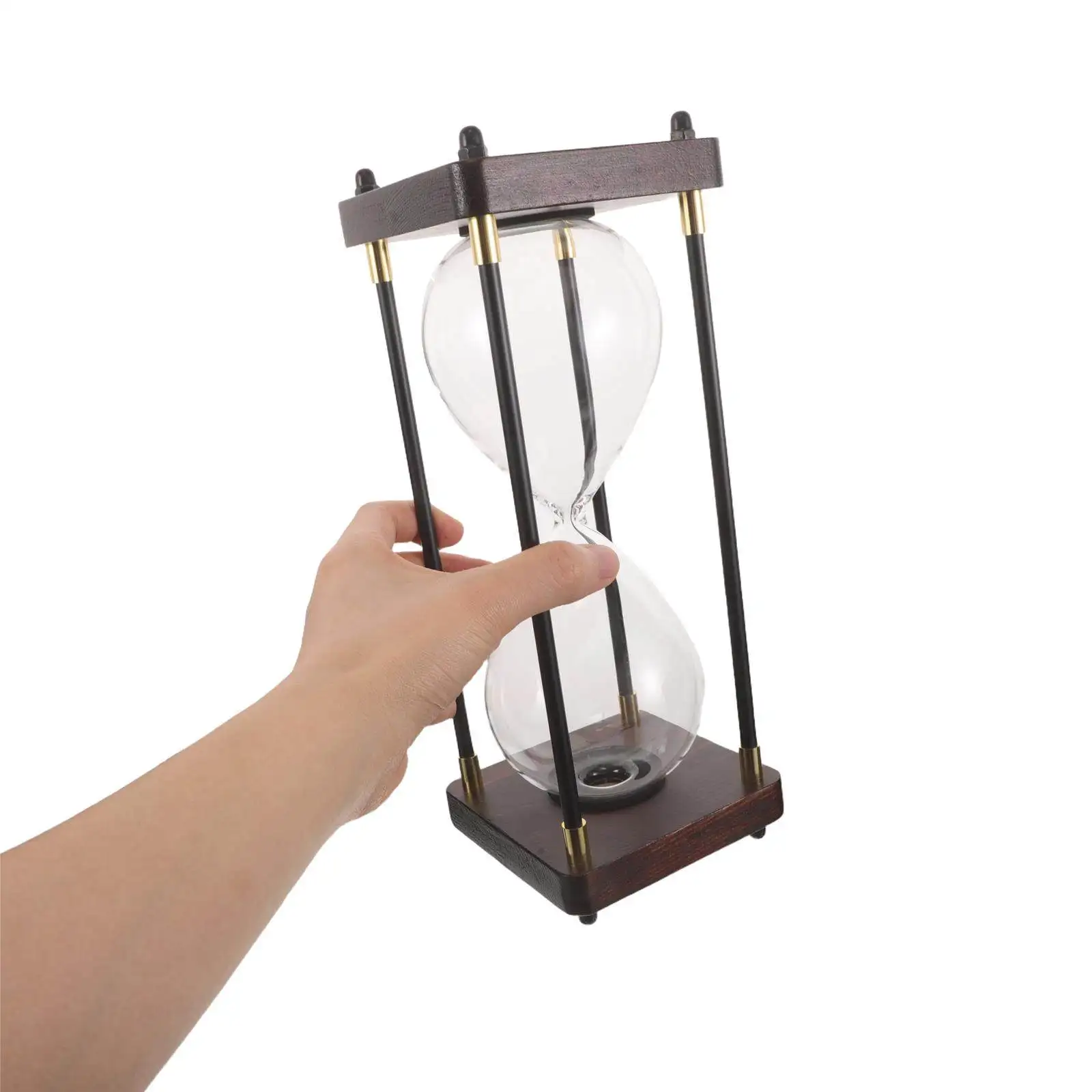 Empty Glass Hourglass Fillable Timer Vintage Wood Frame DIY Sand Timer Wedding Ceremony Office Desk Decor Vintage Hourglass