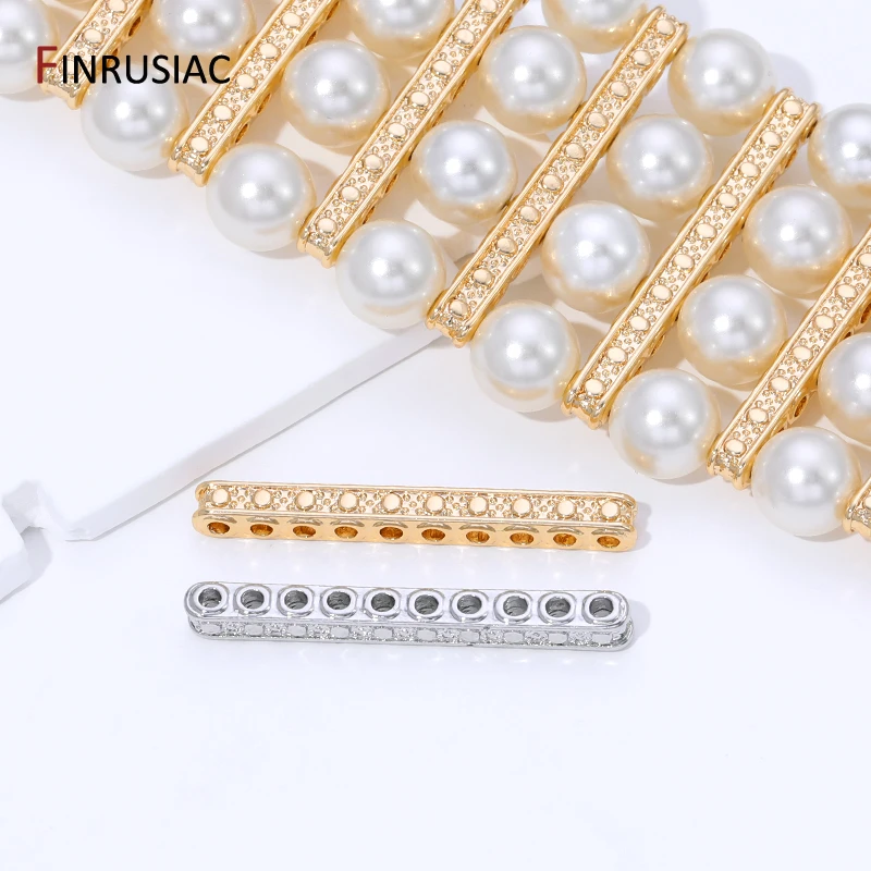 

14K Gold Plated Brass Zircon Beads Separators,Multiple Rows Separator Spacer Bars For DIY Bracelet Jewelry Making Accessories