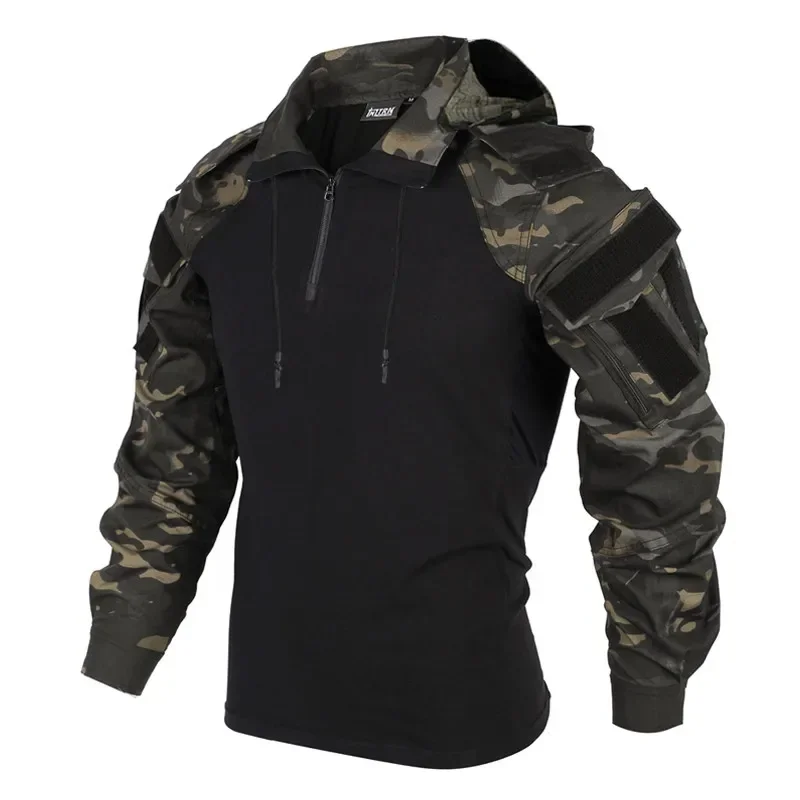 Outdoor Wear Resistant Hooded Tactical Shirt for Men, Waterproof Shirt, Paintball Camping Hunting Clothing