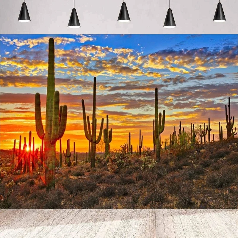 

Photography Backdrop Cactus Desert Sunset Scenery Tourist Scenery Photo Background Party Backdrop Wall Poster Banner Decor