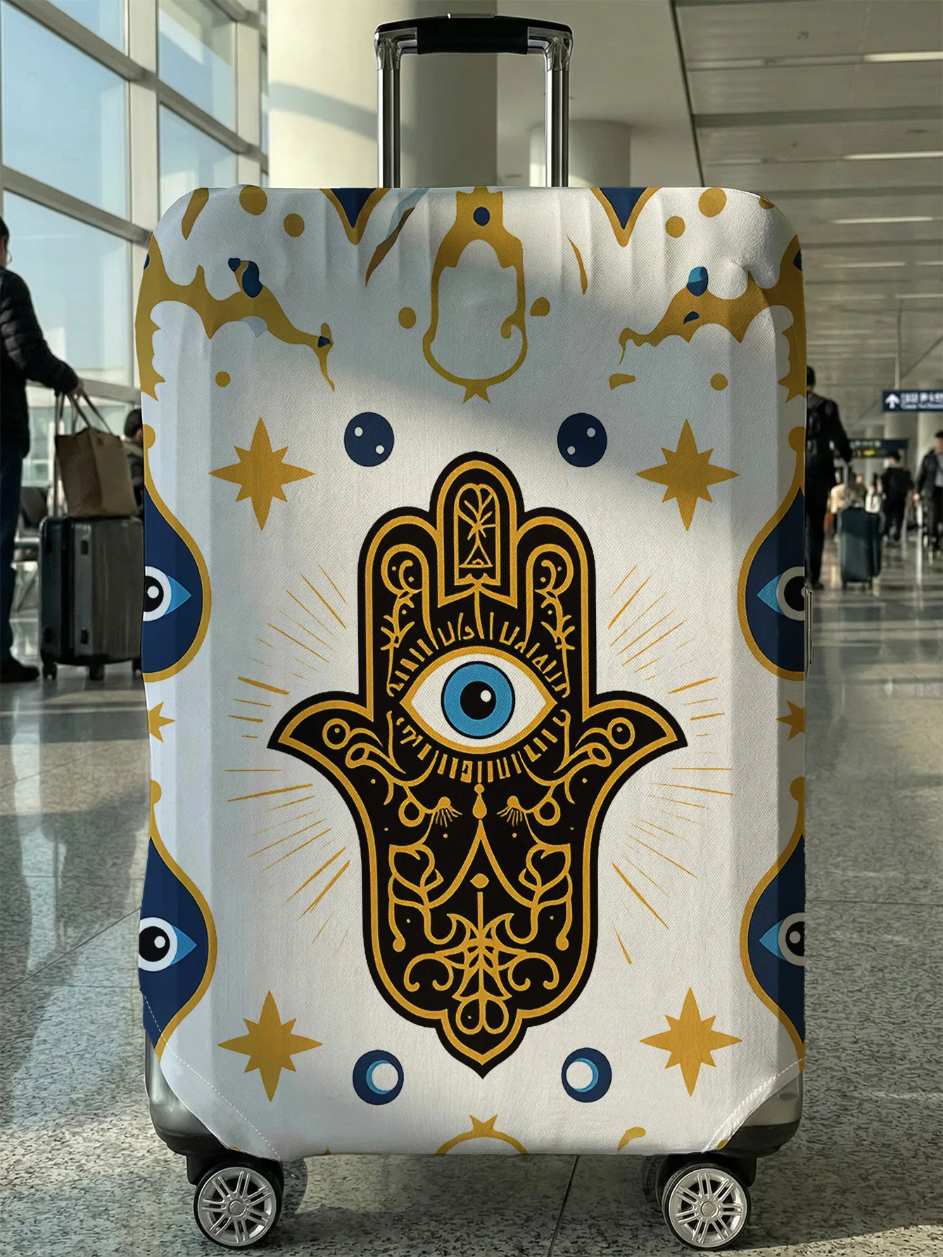 

Чехол для багажа с принтом в виде руки Хамса и оберега от сглаза, подходит для чемоданов 18-32 дюймов, чехол-накладка на ручку чемодана, дорожный аксессуар