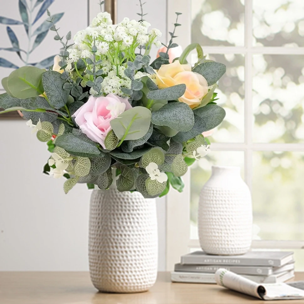 

5Pcs Artificial Flowers Bridal Bouquets Wedding Wreath Yard Garden Dining Table Centerpieces Home Decor Cheap DIY Art Handcrafts