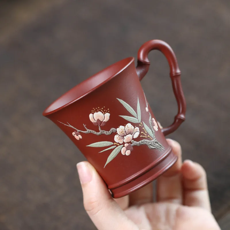 

Фиолетовая глиняная чашка для чая с бамбуковыми узлами, окрашенная грязью чашка Master's Cup, чайный сервиз кунг-фу