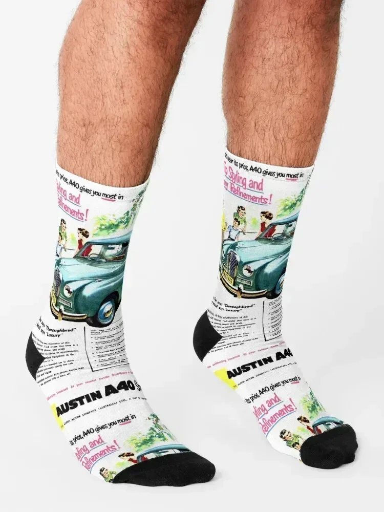 AUSTIN A40 SOMERSET ADVERT 양말 컬러풀한 선물 발가락 스포츠 귀여운 소년 양말 여성용 시스루 할로윈 재미있는 선물 양말 남성용 여성용