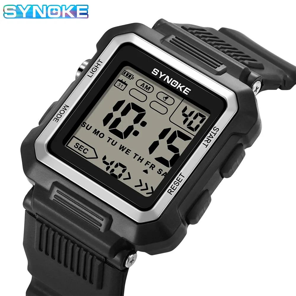 SYNOKE Student Digitale Horloges Heren Sport Lichtgevende Chronograaf Waterdicht Dame Elektronische Militaire Polshorloge Relogio Masculino