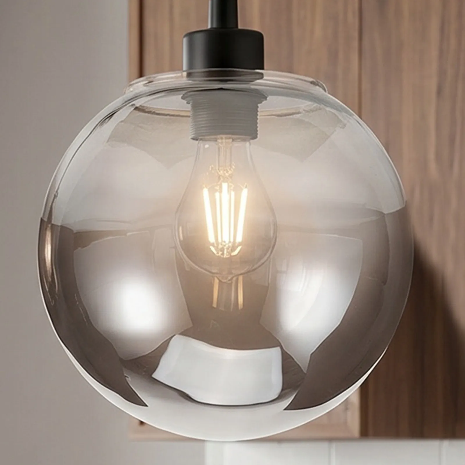 2Pcs Glass Globe Lampshade Replacement Grey Spherical Ball Cover for Pendant Wall Sconces and Table Lamps Globe Table Lampshade