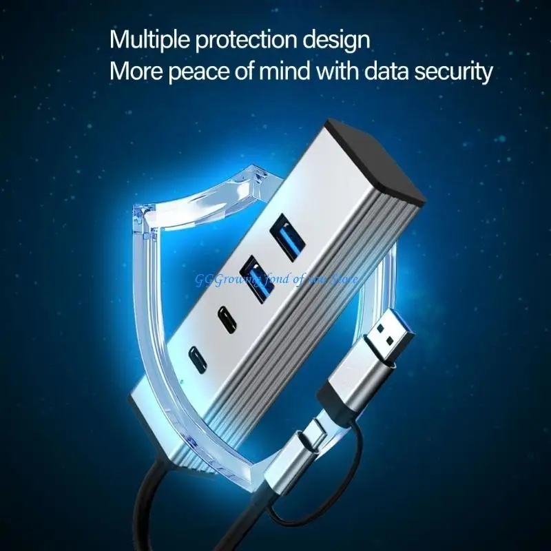 

H9EB Fast Speed USB C Hub 10Gbps USB 3.2 Type C 3.2 Port For Laptops Desktops Smartphones Tablets Mouse Keyboards Card Reader