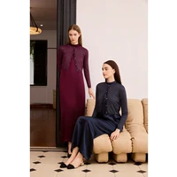 AP Women 2026 Autumn and Winter Modal Shirt and O Neck Acetate Satin Maxi Dress Lurex Cardigan High Quality Lady Clothing - Image 3