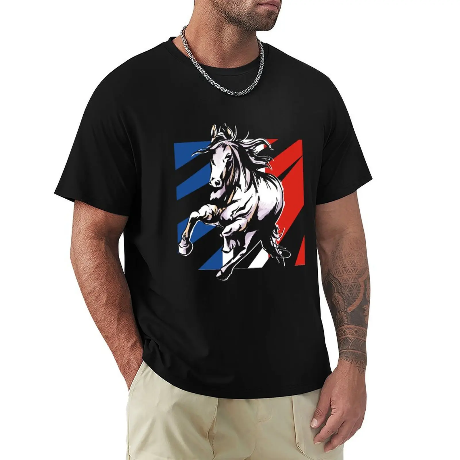 France Flag Horse Riding Equestrian Sport Horseshoe Saddle T-Shirt blacks summer top heavyweights for a boy men t shirt