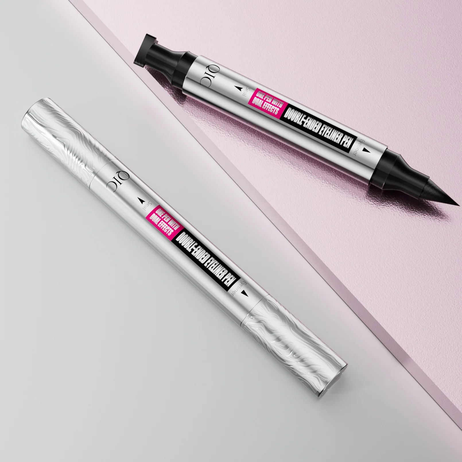 อายไลเนอร์แบบแท่งสองหัว รูปทรงสามเหลี่ยม กันน้ำ ไม่เลอะ สีเงิน สองในหนึ่งเดียว ปากกาอายไลเนอร์แบบน้ำ สีดำ สำหรับแต่งตา