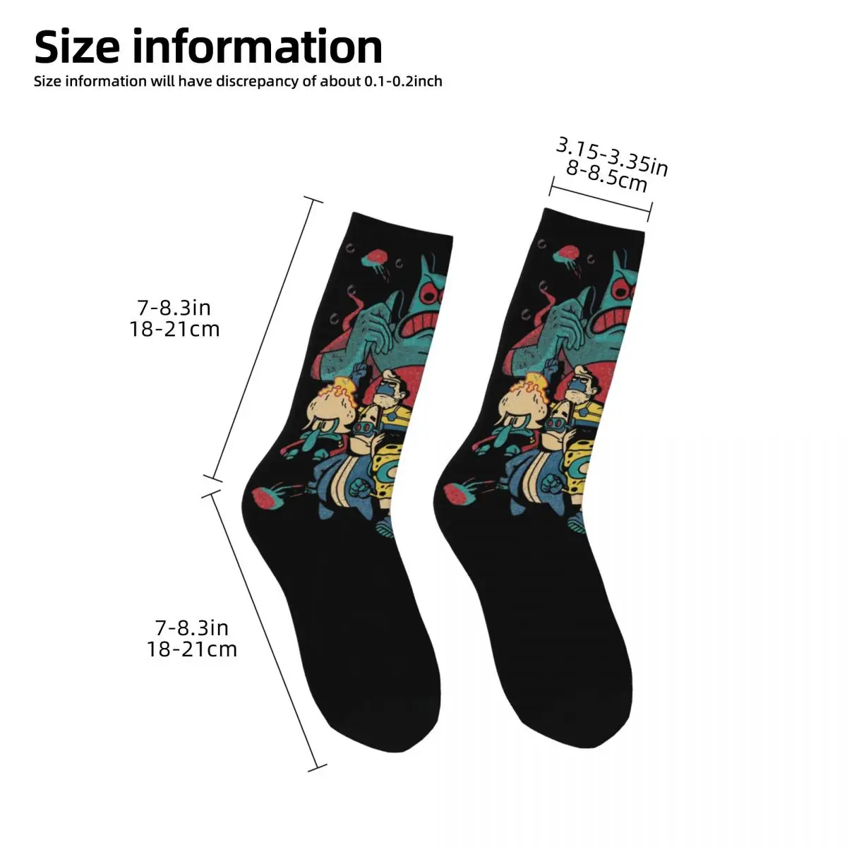 Autumn Winter Colorful Unisex SpongeBobing Superhero Group Socks Cartoon Non-slip Crew Socks