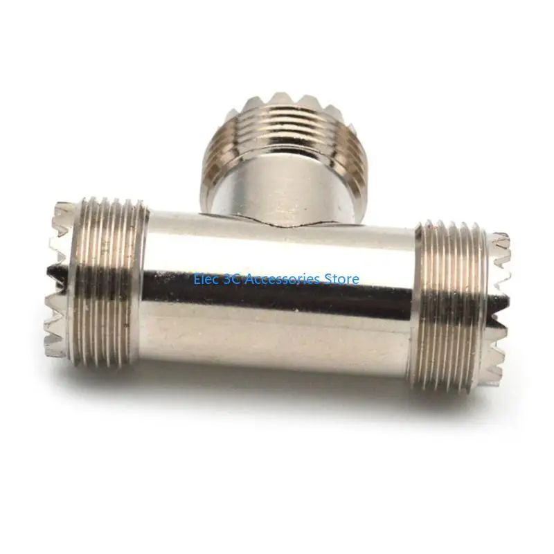 Y51A UHF PL259 إلى ثنائي UHF أنثى SO239 محول RF موصل محوري UHF T الشكل #5