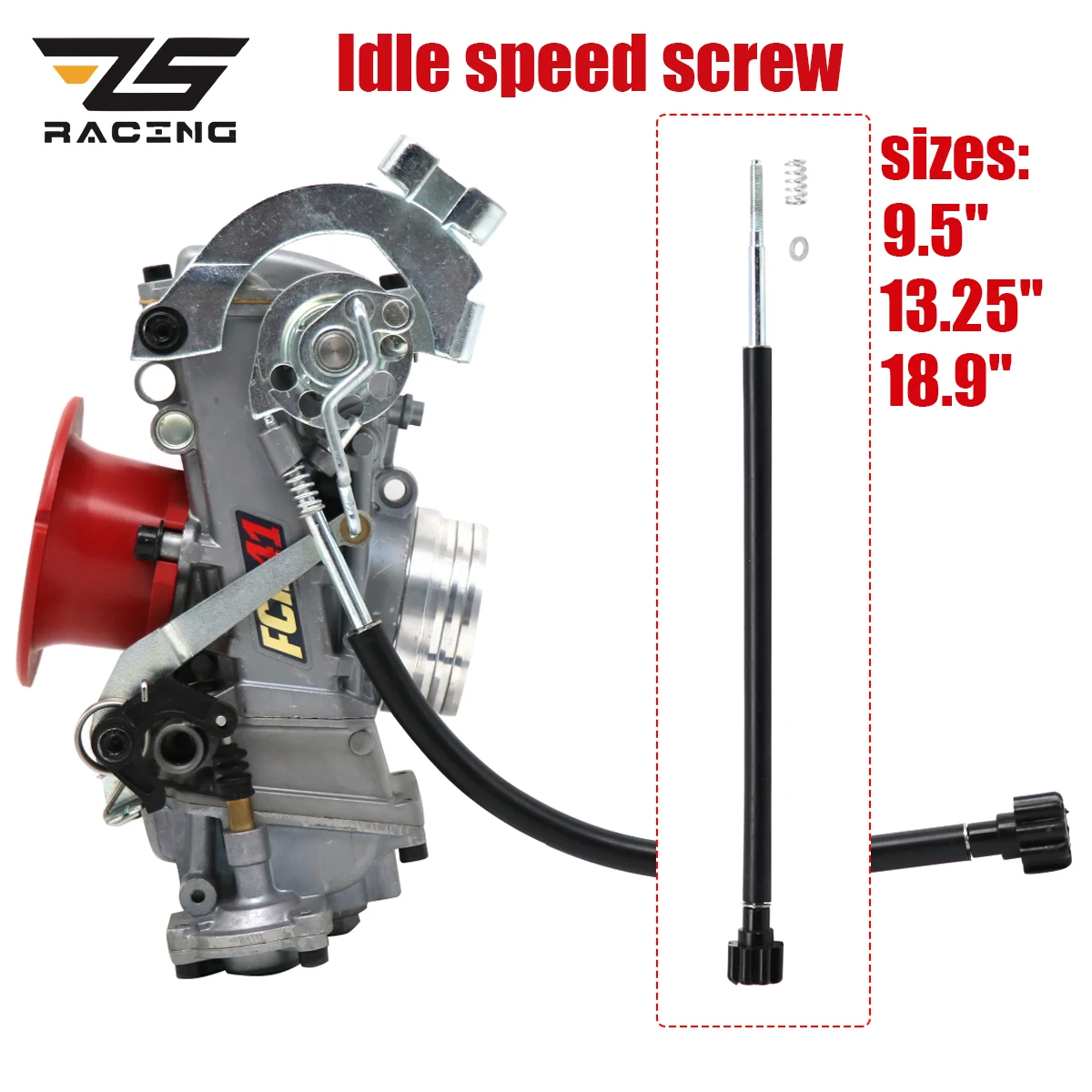 ZS Racing FCR Keihin Carburetor Idle Adjuster Screw 1034-837-2100  FCR FLAT-CR Stop Screw COMP Tickover Screw Kit 24.2/33.6/48Cm