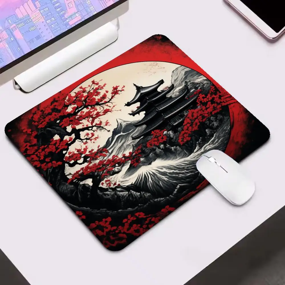 Red Sun Snow Mountain Pavilion Red Pine Drawing Mouse pads games keyboard accessories large size bedroom learning table mat