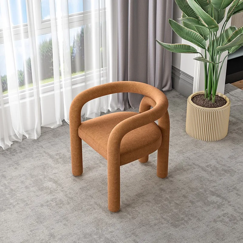 Silla de maquillaje de lujo, mueble nórdico para sala de estar, silla de ocio con respaldo, sofá de Cachemira de cordero, taburete cosmético