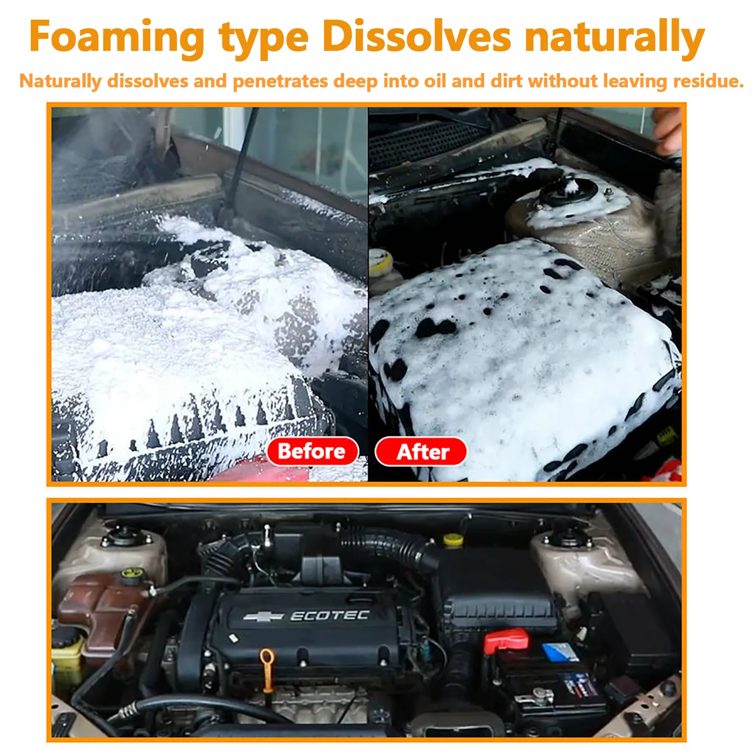Automotive Engine Compartment Degreaser Foaming No Scrub Waterborne Degreaser Removes Heavy Duty Grease Without Rinsing