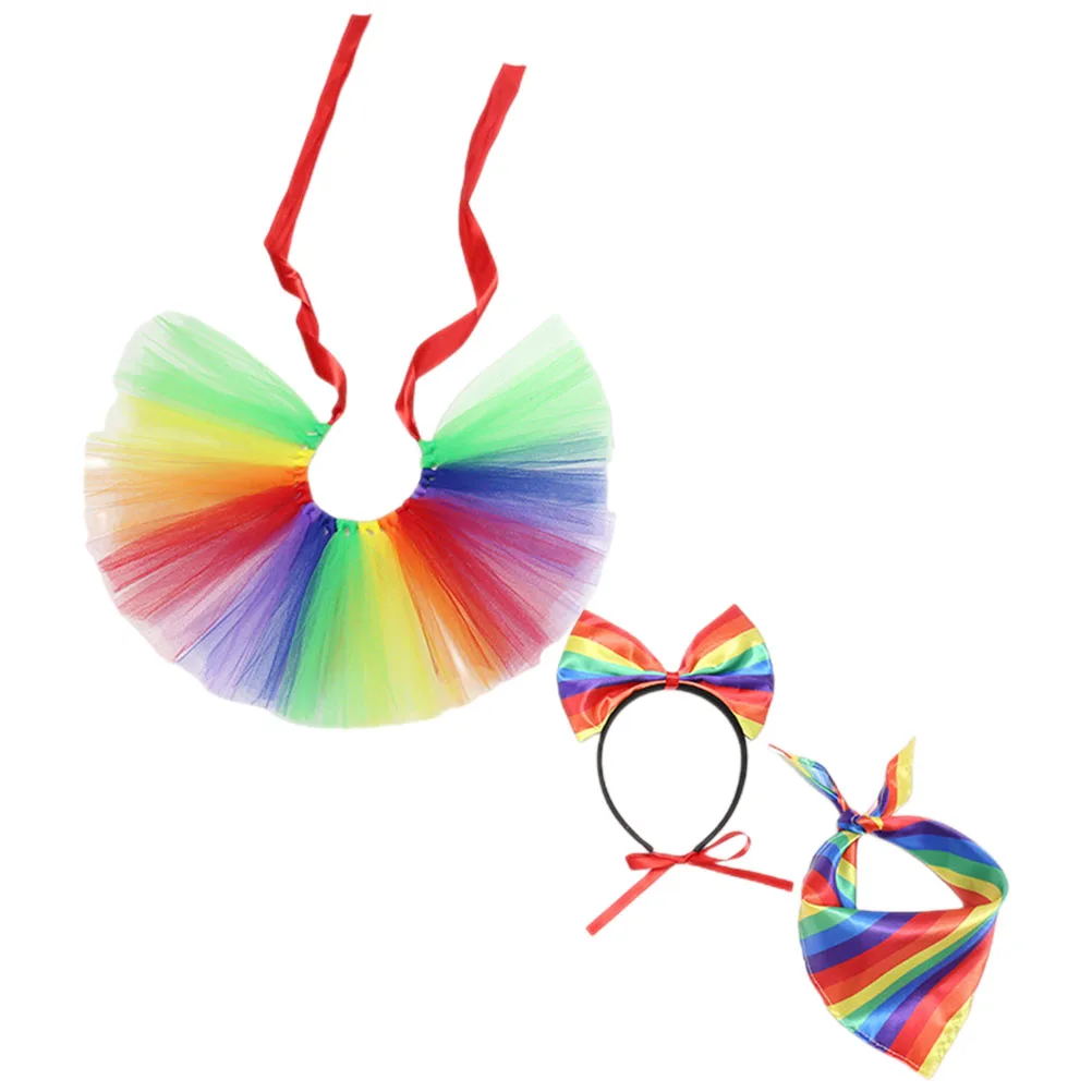 

3 Pieces Costume Rainbow Bandana Dog Tutu Dog Skirt For Small Dogs Skirt Headband for Small Dogs Comfortable Wear