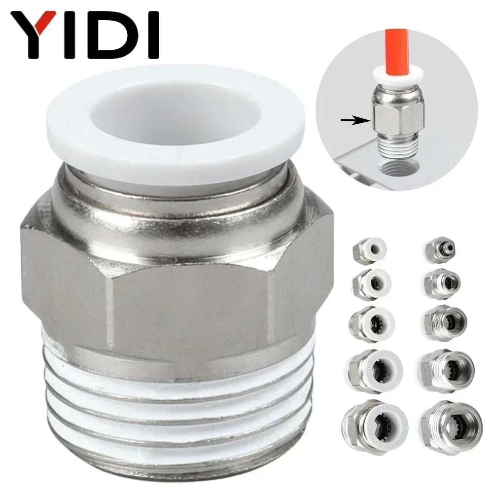 5/10 pcs PC Pneumatic Air Hose Adaptor Quick Connector Fitting 6 8 4mm 6mm 8mm 10mm 12 to Male BSP R 01 02 03 04 1/8 1/4 3/8 1/2